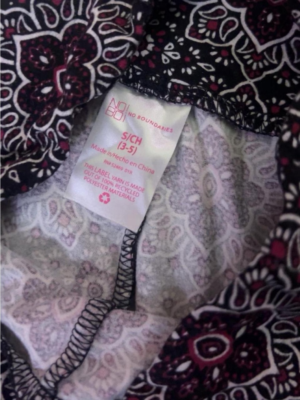 No Boundaries Black Floral Paisley Flare Leggings - Picture 3 of 3